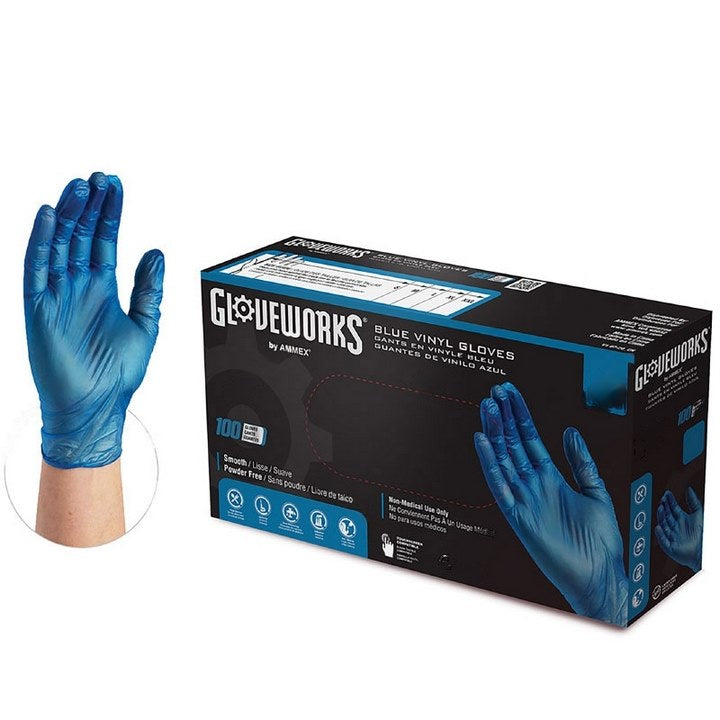 GLV-840 : BLUE VINYL POWDER FREE (LARGE) - motofork