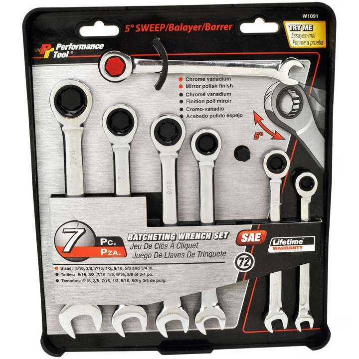 W1091 : RATCHETING WRENCH SET (SAE 7PC - motofork