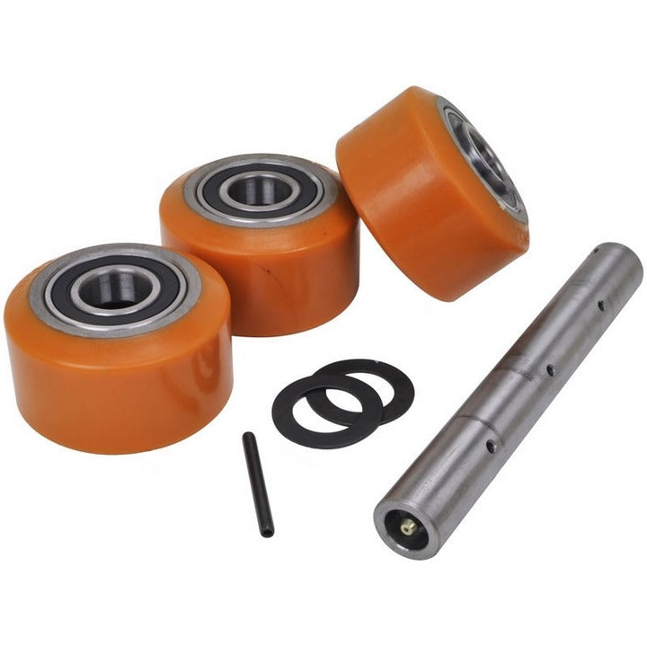 WH-748-AXLE-KIT : POLY WHEELS (3)/BRGS/AXLE 95D) - motofork